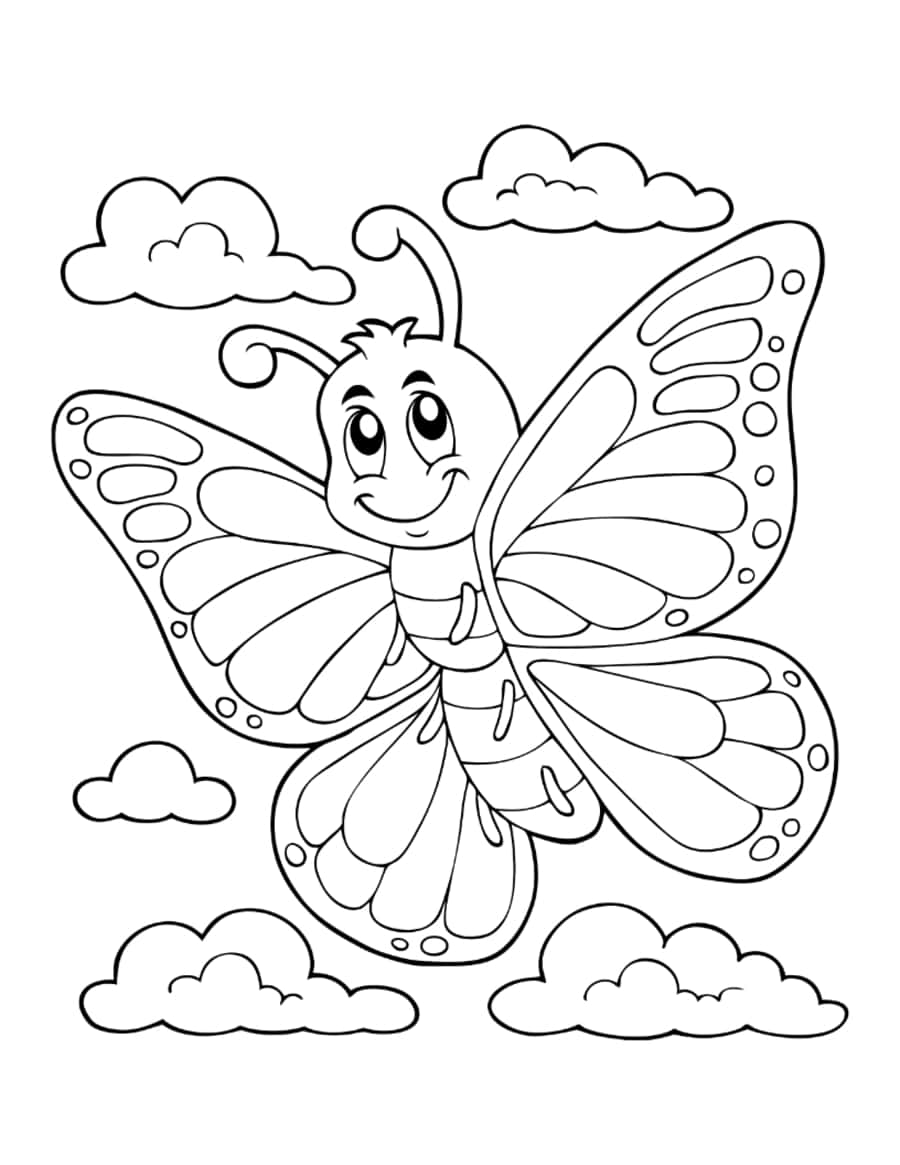 Butterfly Cartoon Clouds Tracing Shape Pdf Free Vectors